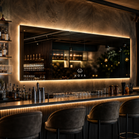 Настенное большое зеркало в полный рост с подсветкой, с логотипом, текстом или рисунком LG003 